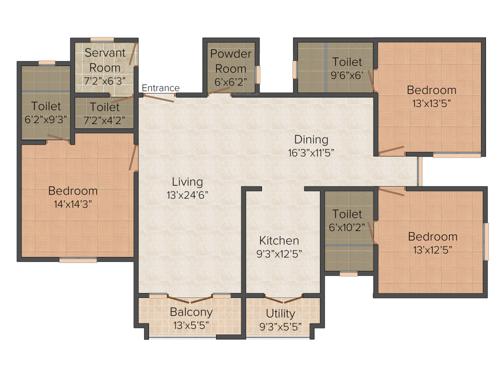 Legacy Celino (3BHK+4T (2,250 sq ft) + Servant Room 2250 sq ft)
