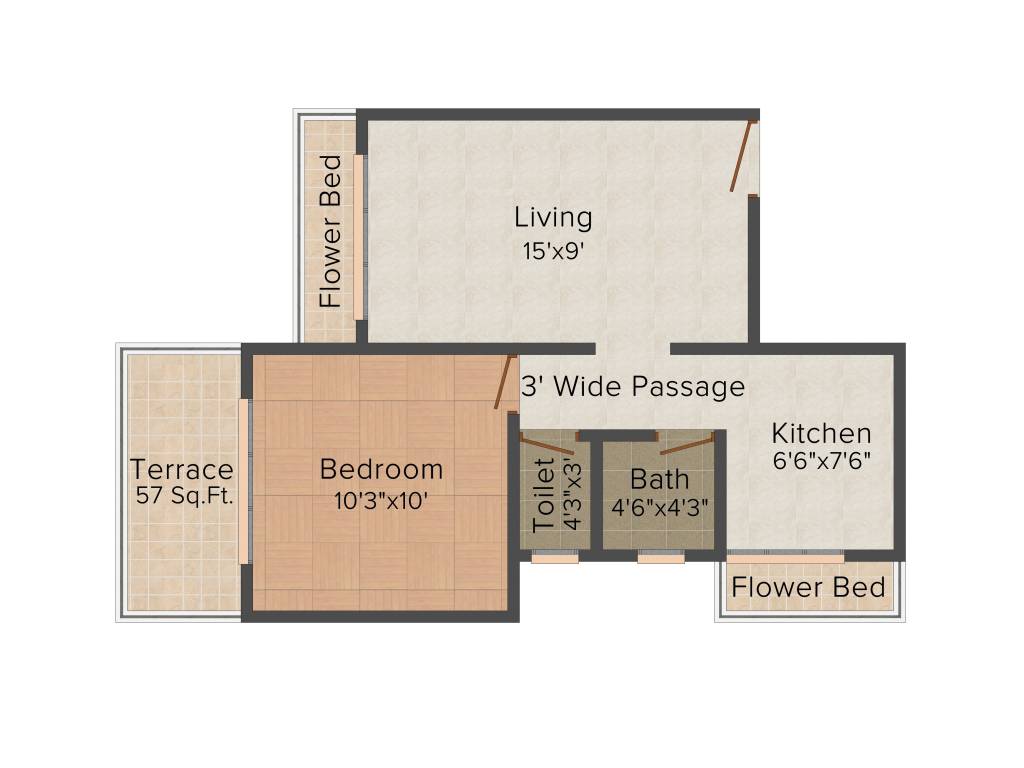 MK Dev Heights (1BHK+1T (687 sq ft) 687 sq ft)
