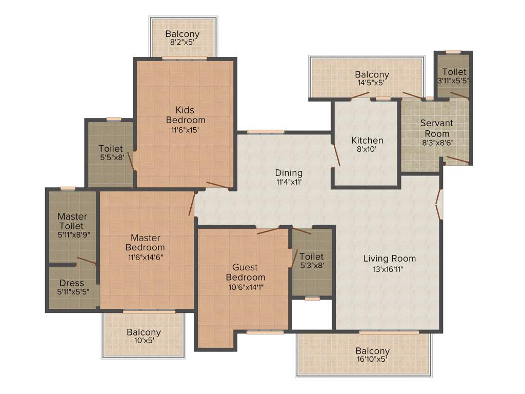Assotech Breeze (3BHK+4T (2,030 sq ft) + Servant Room 2030 sq ft)
