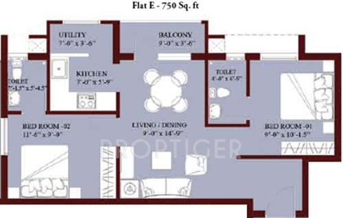 Jones Blossom Apartments (2BHK+2T (750 sq ft) 750 sq ft)