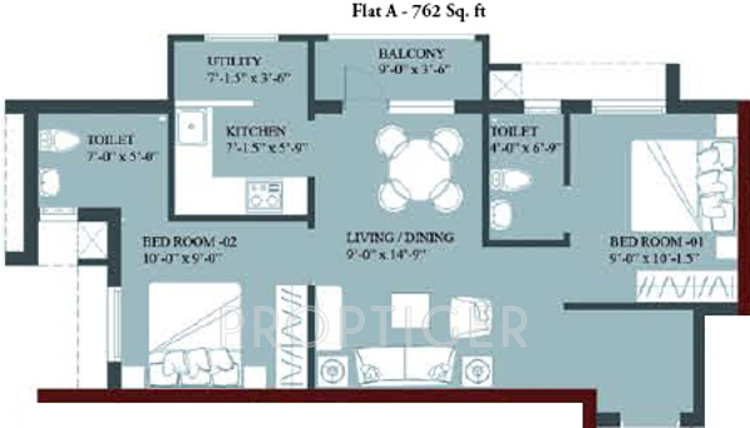 Jones Blossom Apartments (2BHK+2T (762 sq ft) 762 sq ft)