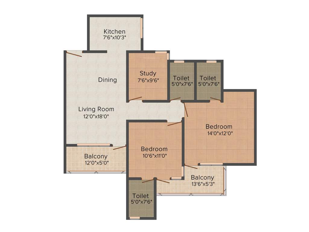 Orris Greenbay Golf Homes (2BHK+3T (1,343 sq ft) 1343 sq ft)