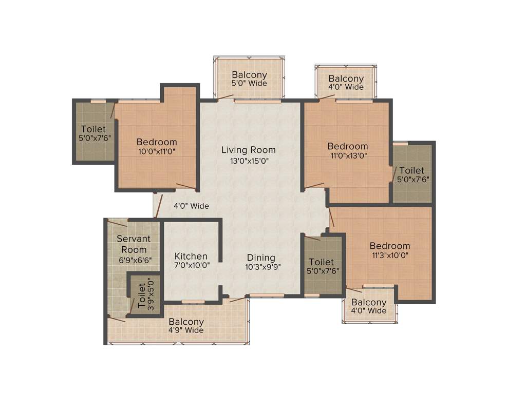 Orris Greenbay Golf Homes (3BHK+4T (1,664 sq ft) + Servant Room 1664 sq ft)
