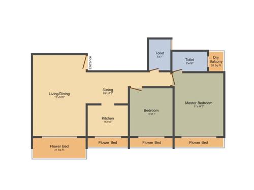 MK Morya Heritage (2BHK+2T (980 sq ft) 980 sq ft)