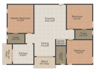 Saroj Symphony (3BHK+3T (1,490 sq ft) 1490 sq ft)