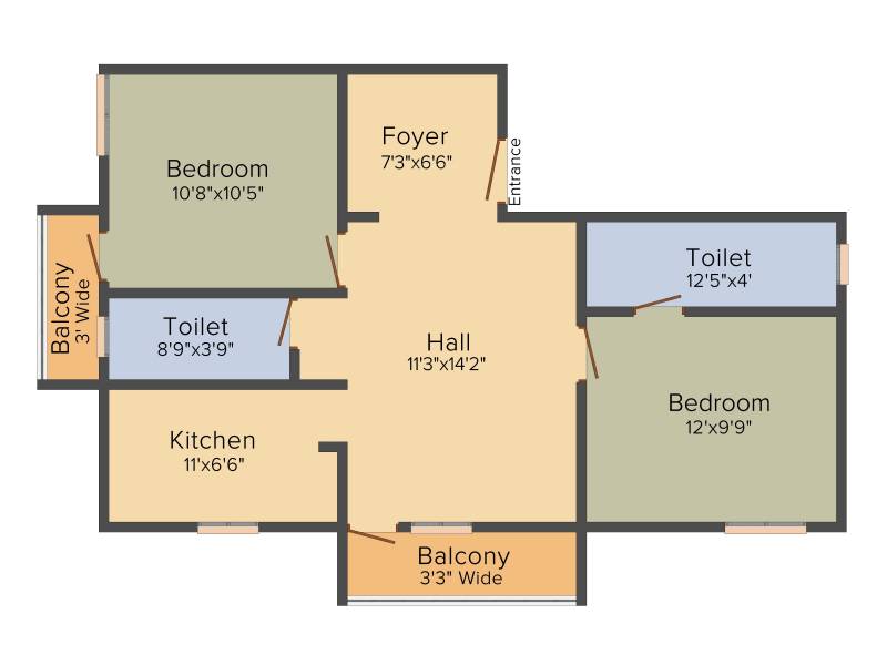 SM Meadow (2BHK+2T (1,046 sq ft) 1046 sq ft)