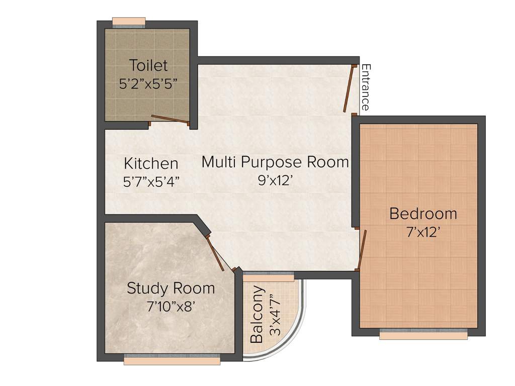 Nirman Nano City (1BHK+1T (457 sq ft)   Study Room 457 sq ft)