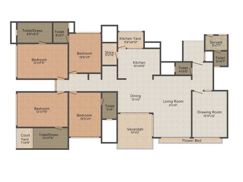 Satyam Insignia (4BHK+5T (3,771 sq ft)   Servant Room 3771 sq ft)