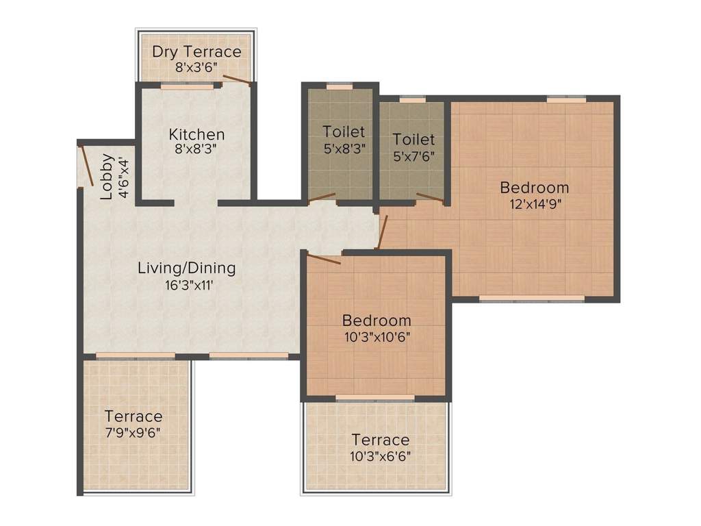 Eisha Group Zenith 2BHK+2T (1,143 sq ft)