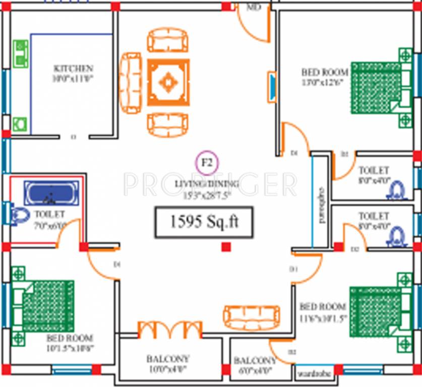 Sekaran Clair Ville (3BHK+3T (1,595 sq ft) 1595 sq ft) Sekaran Clair Ville (3BHK+3T (1,595 sq ft) 1595 sq ft)