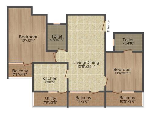 Intact Avenue (2BHK+2T (1,134 sq ft) 1134 sq ft)