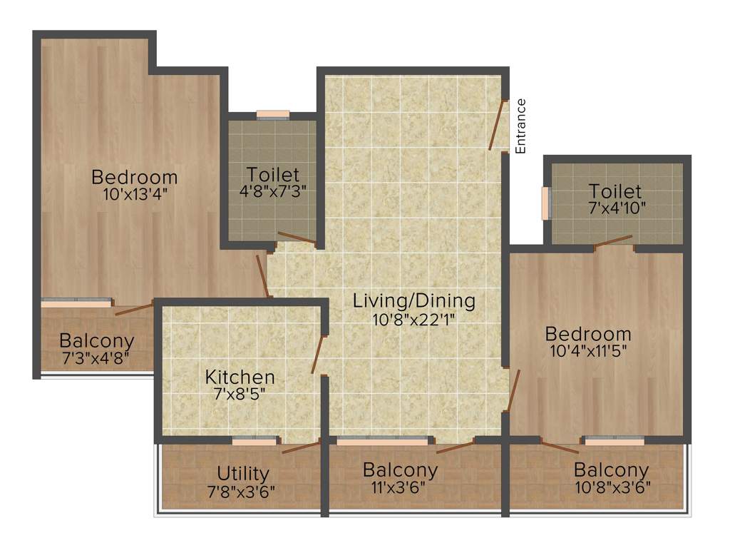 Intact Avenue (2BHK+2T (1,134 sq ft) 1134 sq ft)