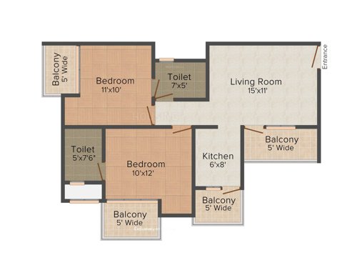 Ekdant FNG (2BHK+2T (995 sq ft) 995 sq ft)