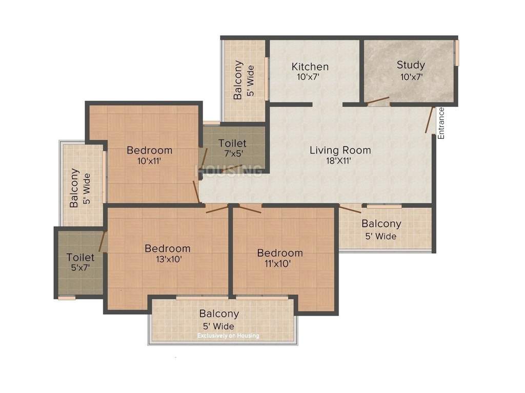 Ekdant FNG (3BHK+2T (1,370 sq ft)   Study Room 1370 sq ft)