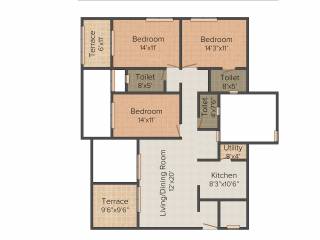 Eklavya Ekaika (3BHK+3T (1,645 sq ft) 1645 sq ft) Eklavya Ekaika (3BHK+3T (1,645 sq ft) 1645 sq ft)