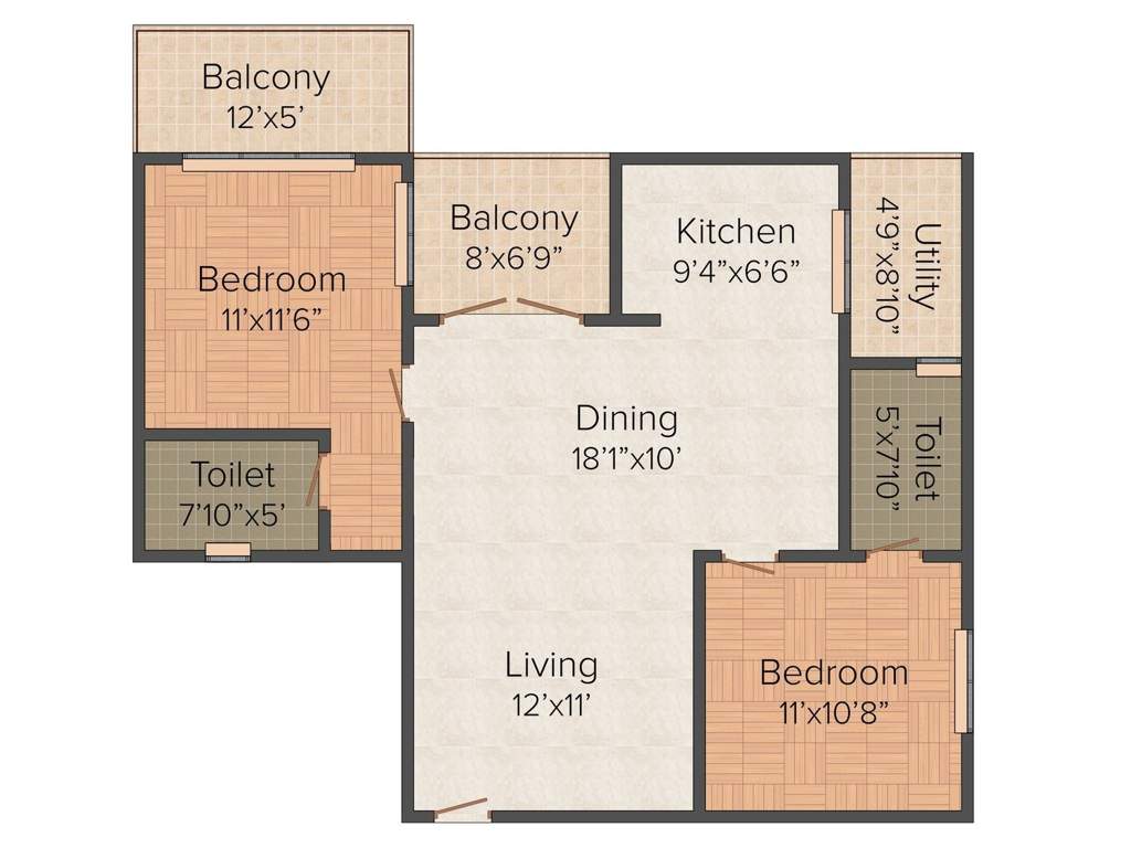SLV Greens (2BHK+2T (1,170 sq ft) 1170 sq ft)