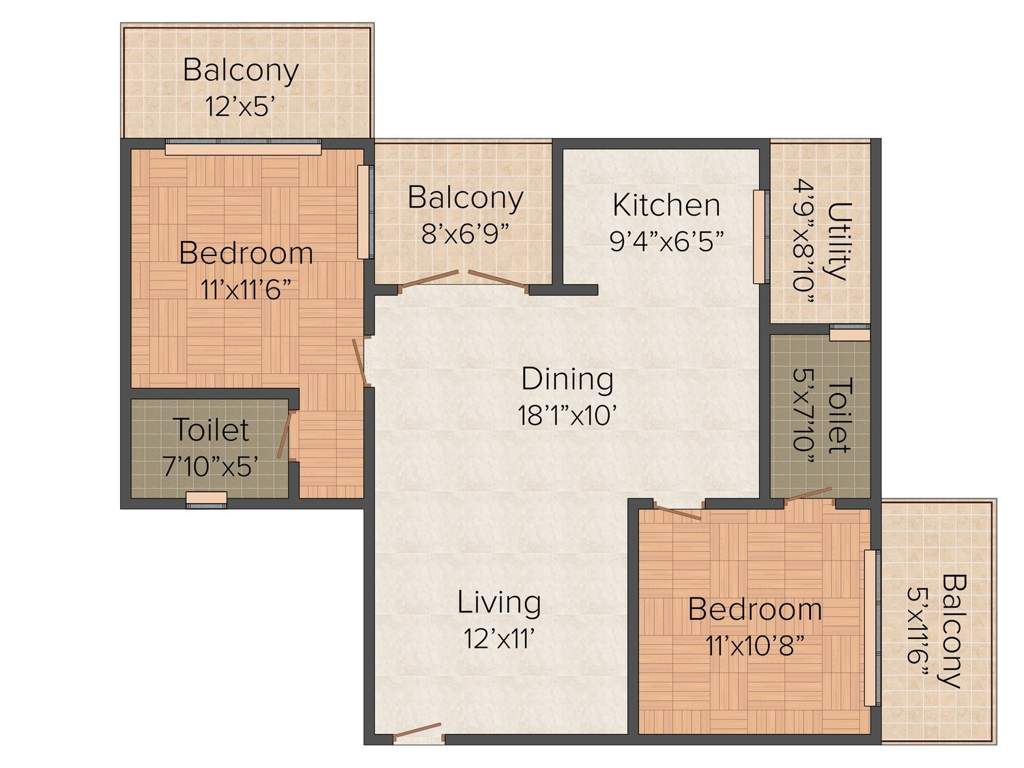 SLV Greens (2BHK+2T (1,240 sq ft) 1240 sq ft)