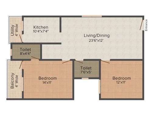 SLV Serenity (2BHK+2T (1,100 sq ft) 1100 sq ft)