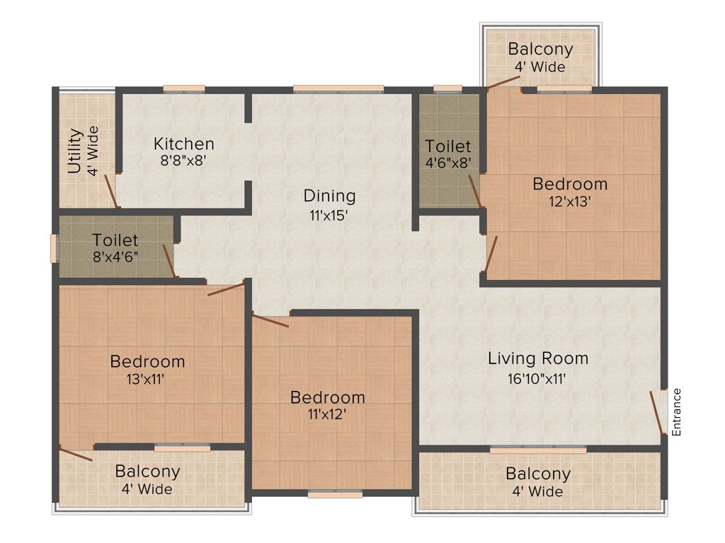 SLV Serenity (3BHK+2T (1,540 sq ft) 1540 sq ft)