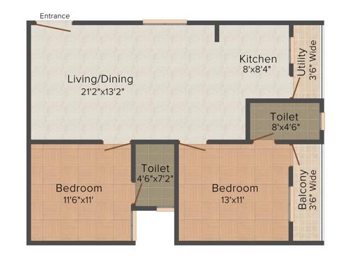 SLV Orchid (2BHK+2T (1,036 sq ft) 1036 sq ft)