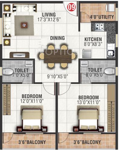 SLV Soumyasree Residency (2BHK+2T (1,082 sq ft) 1082 sq ft)
