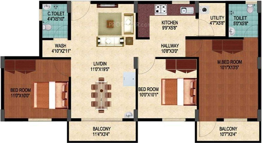Oceanus Viola (3BHK+2T (1,064 sq ft) 1064 sq ft) Oceanus Viola (3BHK+2T (1,064 sq ft) 1064 sq ft)