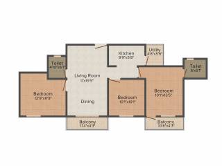 Oceanus Viola (3BHK+2T (1,098 sq ft) 1098 sq ft) Oceanus Viola (3BHK+2T (1,098 sq ft) 1098 sq ft)