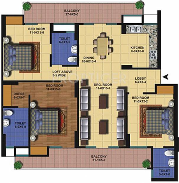 The Antriksh Golf View I (3BHK+3T (1,910 sq ft) 1910 sq ft)
