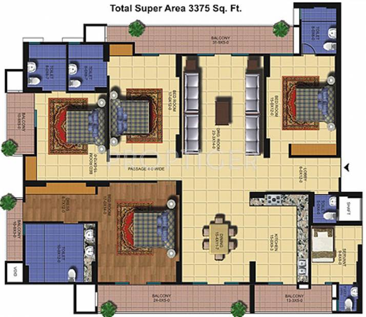 The Antriksh Golf View I (4BHK+6T (3,375 sq ft) + Servant Room 3375 sq ft)