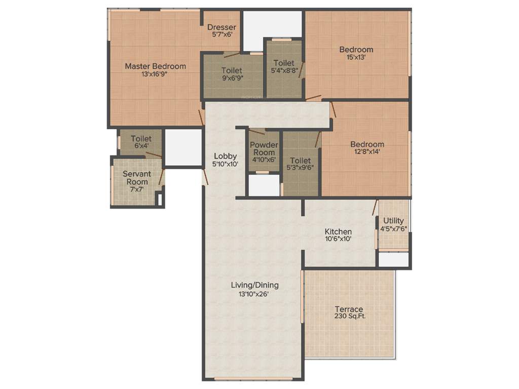 Marvel Sufalam (3BHK+3T (2,210 sq ft) Servant Room 2210 sq ft)