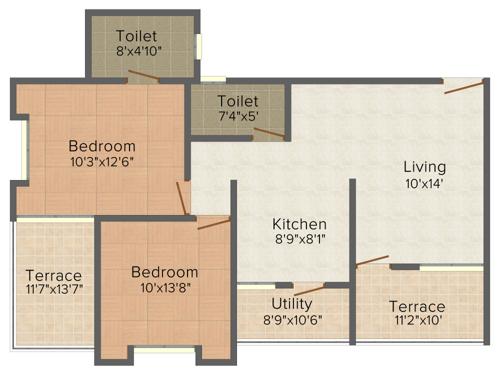 Avishkar Blueberry (2BHK+2T (913 sq ft) 913 sq ft)