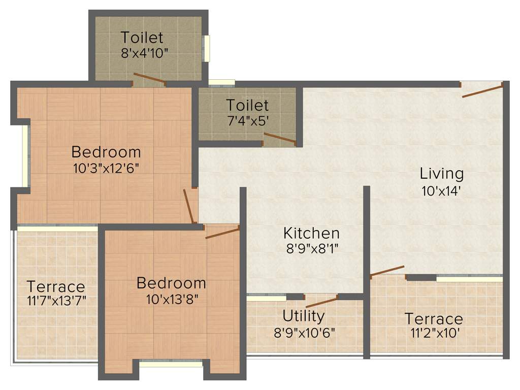 Avishkar Blueberry (2BHK+2T (913 sq ft) 913 sq ft)