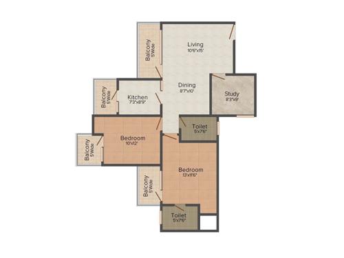 HR Buildcon Elite Homz (2BHK+2T (1,295 sq ft) + Study Room 1295 sq ft)