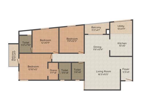 Salarpuria Sattva Celesta (3BHK+3T (1,873 sq ft) 1873 sq ft)