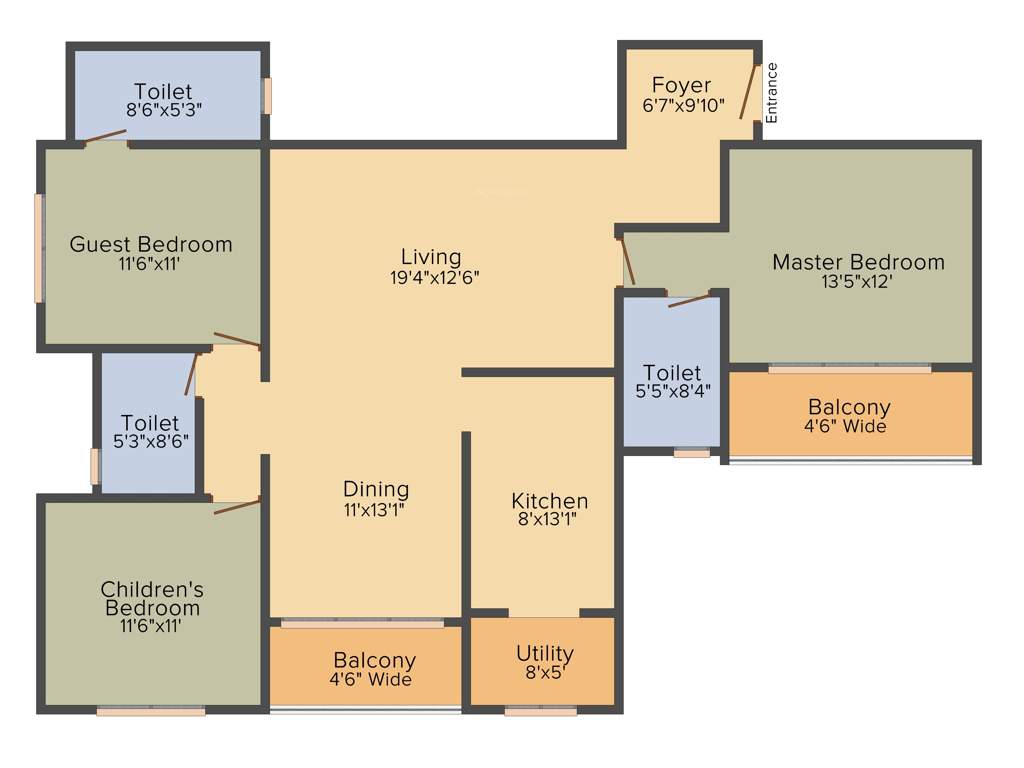 Salarpuria Sattva Aspire (3BHK+3T (1,904 sq ft) 1904 sq ft)