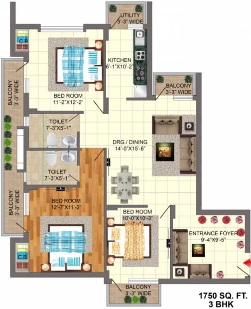 Adwik Flora Casa (3BHK+2T (1,750 sq ft) 1750 sq ft)