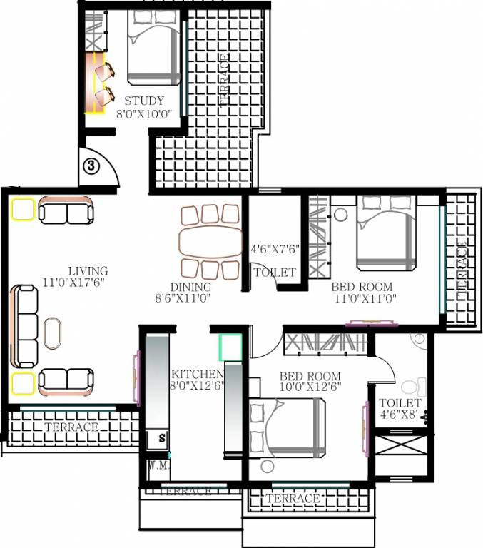 Kabra Group Rageshree (2BHK+2T (1,425 sq ft)   Study Room 1425 sq ft) Kabra Group Rageshree (2BHK+2T (1,425 sq ft)   Study Room 1425 sq ft)
