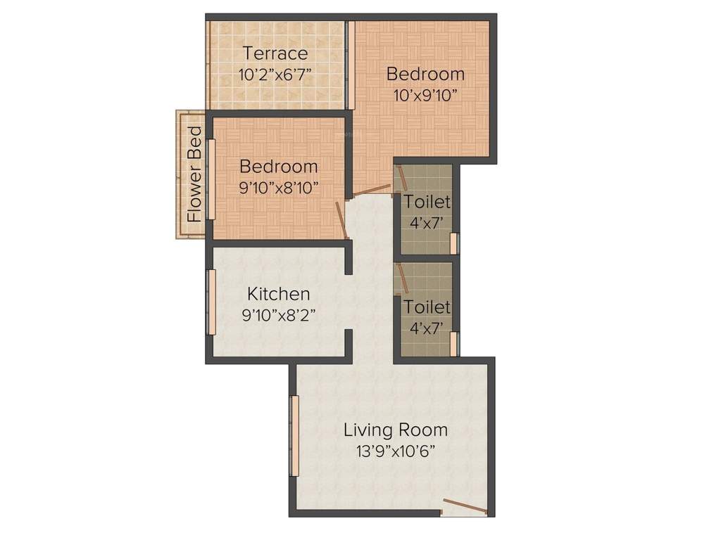 Bonzer Infra Celebrations 2BHK+2T (826 sq ft)