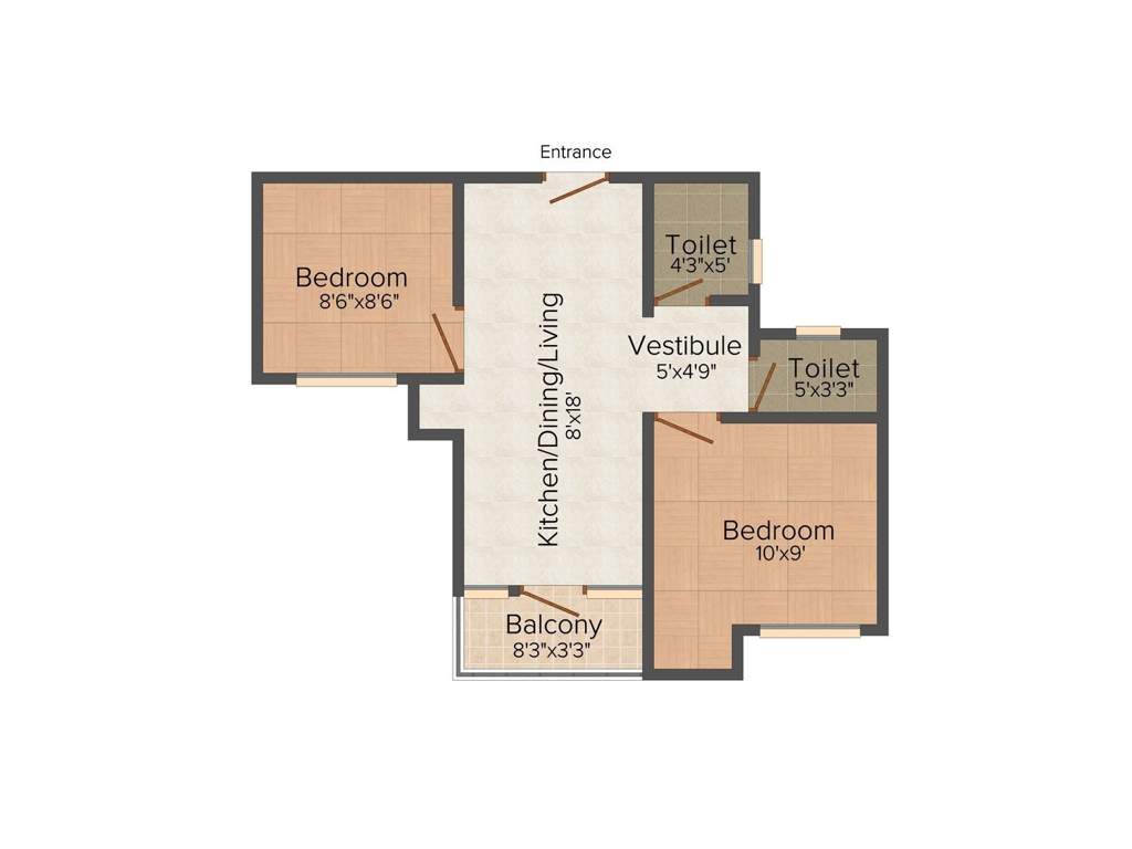 Akshaya Republic (2BHK+2T (615 sq ft) 615 sq ft)