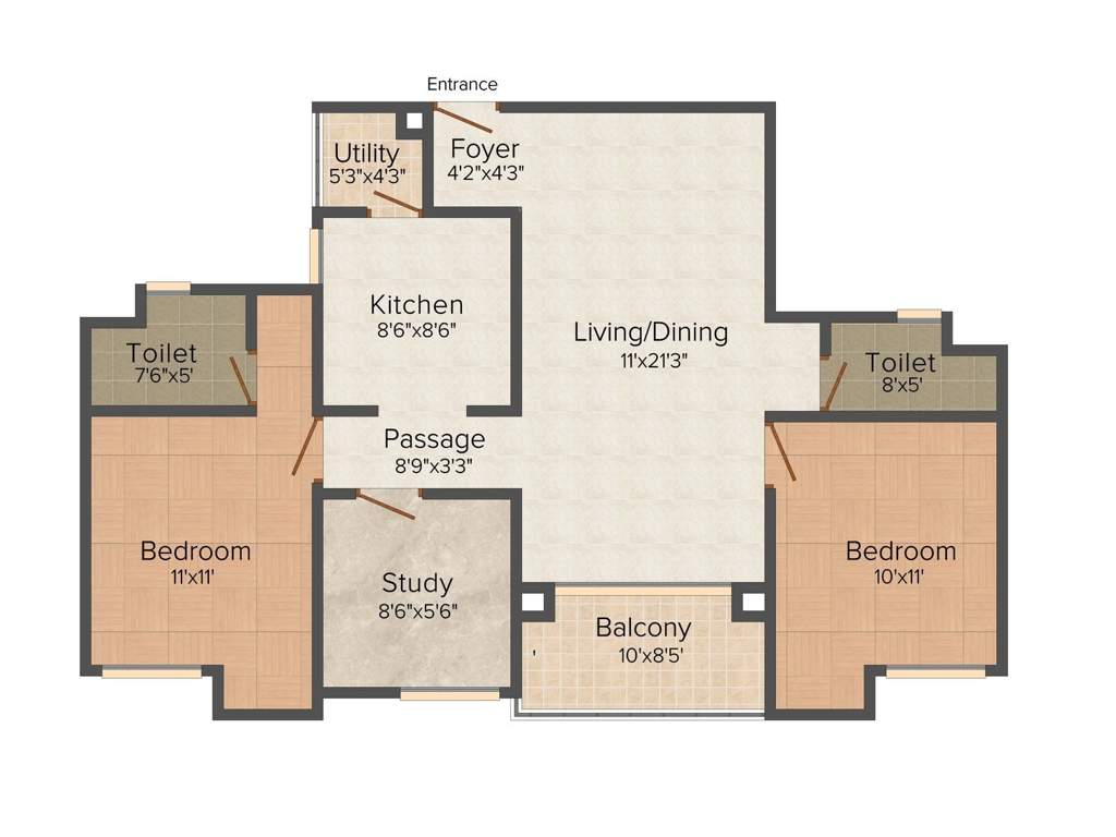 Akshaya Republic (2BHK+2T (1,175 sq ft) + Study Room 1175 sq ft)