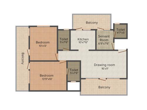 Lotus Elise (2BHK+2T (1,450 sq ft) + Servant Room 1450 sq ft)