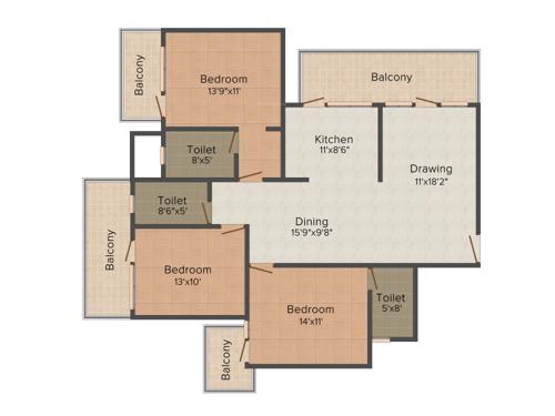 Lotus Elise (3BHK+3T (1,875 sq ft) 1875 sq ft)
