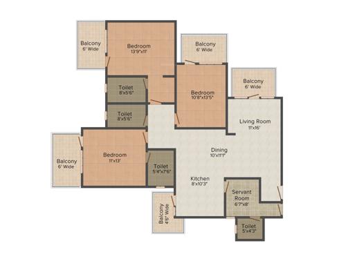 Lotus Elise (3BHK+3T (2,075 sq ft)   Servant Room 2075 sq ft)