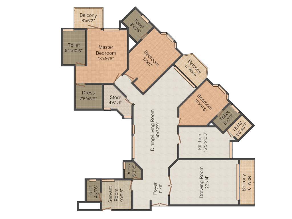 BNB Imperia Tower (3BHK+4T (3,012 sq ft)   Servant Room 3012 sq ft)