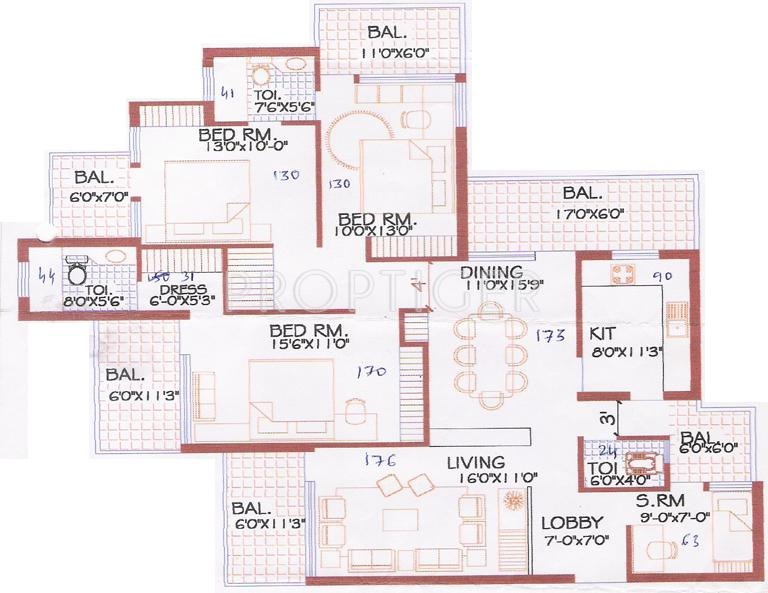 CGHS Skyland Apartments (3BHK+3T (2,150 sq ft)   Servant Room 2150 sq ft)