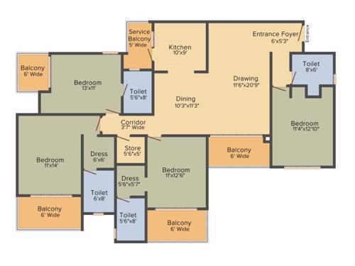 Ramprastha Platinum Premier (4BHK+4T (2,270 sq ft) 2270 sq ft)