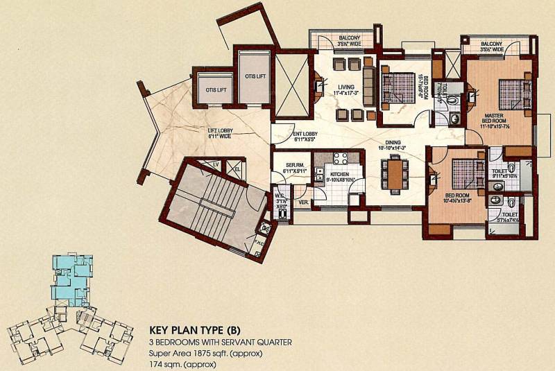 Uppal Plumeria Garden Estate (3BHK+3T (1,875 sq ft)   Servant Room 1875 sq ft)