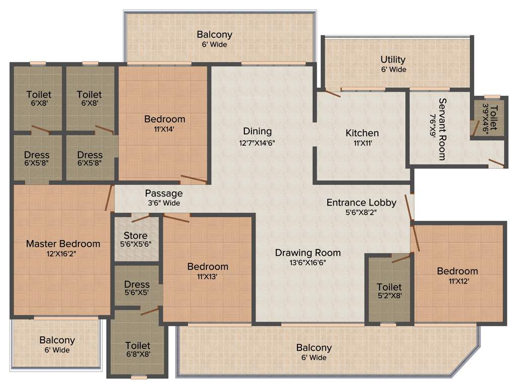 Solutrean Caladium (4BHK+4T (2,980 sq ft) Servant Room 2980 sq ft)