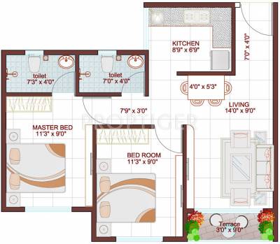 Falco River County (2BHK+2T (805 sq ft) 805 sq ft) Falco River County (2BHK+2T (805 sq ft) 805 sq ft)