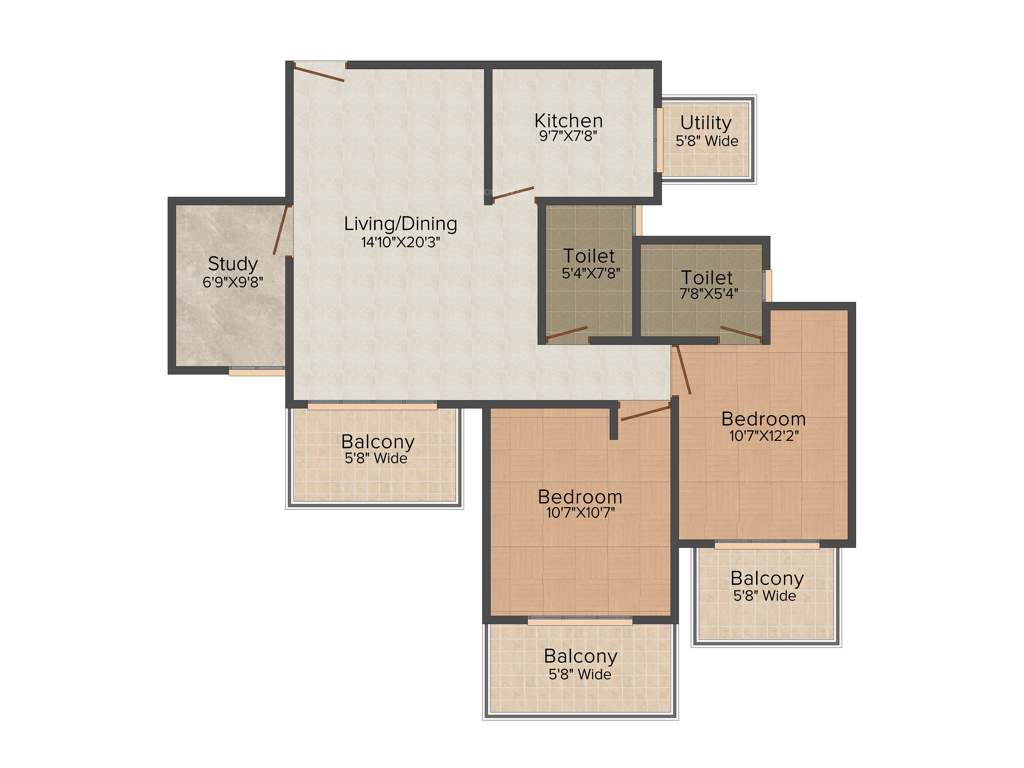 Adel Cosmo Court (2BHK+2T (1,500 sq ft) + Study Room 1500 sq ft)